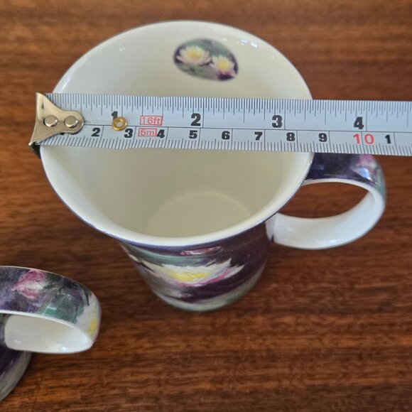 VTG McIntosh Water Lilies Monet Mugs Set of 2, Fine Bone China Coffee Tea 4 3/8" - Picture 5 of 8